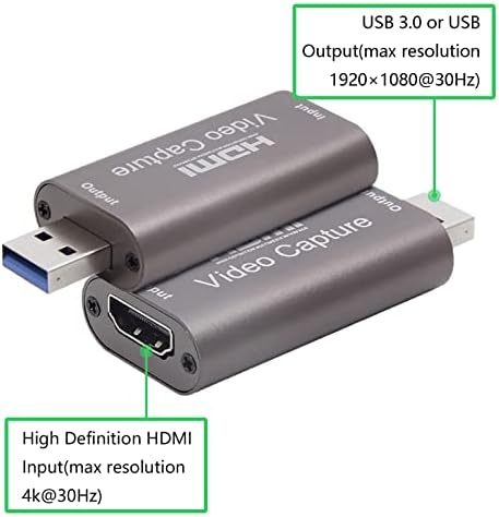 F1TP Video Audio Capture Card, HDMI to USB 3.0 High 4K 30fps Capture Карта, с Запис директно в компютъра, за стрийминг, игри, видео конферентна връзка или директно на излъчване