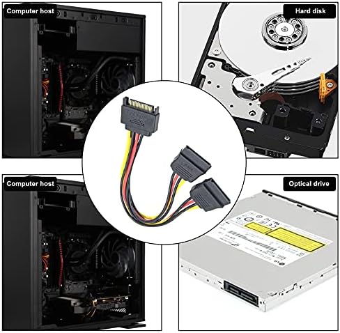 Augiimor 2PCS Кабел Power Matters Y Дърва Кабел 15 Pin SATA Power Кабел, SATA Power Splitter Cable Adapter (дължина 7,6