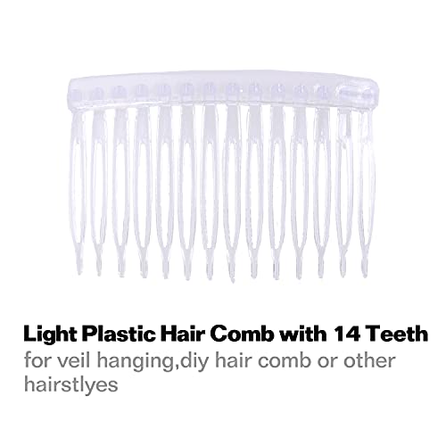 Cinaci 30 Pack Clear White Plastic Hair Side Комбс Slide Bun Holder with 14 Teeth САМ Headpieces Clips Grips Barrettes
