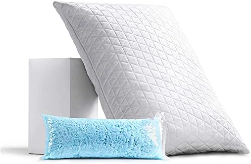 REMOCAHOME Adjustable Shredded Memory Foam Standard Bed Pillow, Дишаща Hypoallergenic Bamboo Fiber Rayon Cover - CertiPUR-US