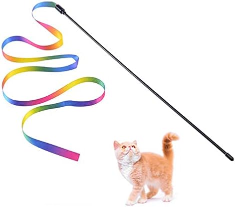 Cat Toy Stick Interactive Пет Ловя Тийзър Смешни Stick Colorful Cat Dog Exercise String Belt for Kittens Puppy