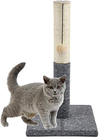 Akarden 20.5 Tall Cat Scratching Post, Кити Scratching Post Hanging with Ball, Durable Cat Scratcher Pole with Sisal Въже
