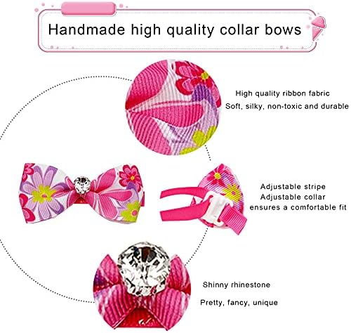 JpGdn 12pcs Пет Bowties Dog Bow Ties Neck Bows with Glittery Кристал Adjustable Neckties Collar for Small Medium Puppy Кученцето Cats Animals Grooming Accessories