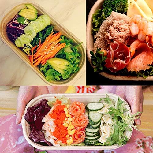 [50 Pack] 32oz Eco-Friendly Устранимые купи с капаци - Biodegradable Paper Bowls To Go - Portable Serving Bowl Set to