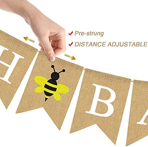 Pudodo Чул Oh Babee Банер Bumble Bee Тематични Детски Душ Пол Разкрие на 1-ви Рожден Ден на Детски Украса на Стени
