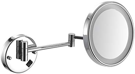 DJASM 8 Инча Стенни Огледала 3X Увеличение на Грим Огледало За Бръснене Премиум LED Осветено Огледало за Баня за хотела