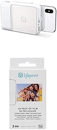 Lifeprint 2x3 Незабавен принтер за iPhone. - Бял с Lifeprint 50 опаковки филм за фото-и видеопринтера разширена реалност