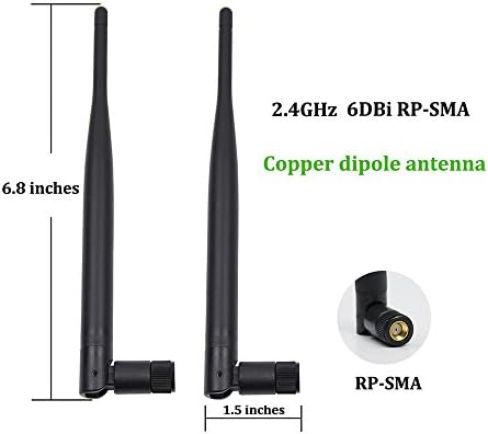 Highfine 2x2, 4 Ghz 6dBi Вътрешна ненасочена WiFi Антена 802.11 n/b/g RP-SMA Женски Конектор + 2x20 см/8 Сащ FL/IPEX към