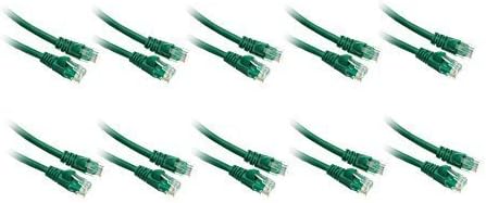 7 фута (2,1 м) Cat5e Мрежа Ethernet UTP Пач кабел, 350 Mhz, (7 фута/2,1 метра) Cat 5e Snagless Гласове Зареждащ кабел за КОМПЮТЪР/Рутер / PS4 / Xbox/Модем Зелен ED746520 (10 бр.)