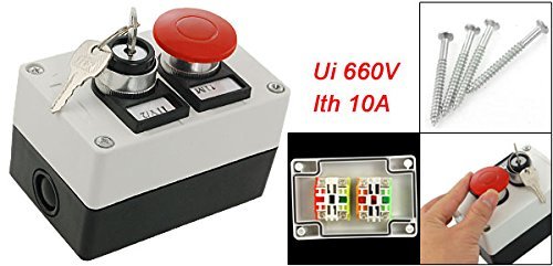 URBEST 660V 10A Червен Незабавен Гъби 2 Позиции за включване/Изключване Ключ за Заключване Завъртане Бутон Превключвател