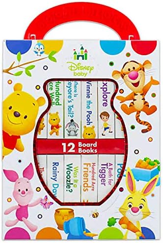 Disney Baby Winnie The Pooh Board Books Set Toddlers Бебета Пакет ~ Pack of 12 Буци My First Library Board Book Block
