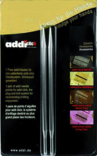 addi Click Сменяеми накрайници плетене на иглата иглата Стандартна ракета (дълъг) Дантелен комплект от 5 инча (13 см)