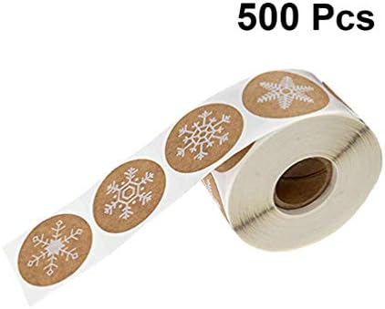 EXCEART Коледа Snowflake Sealing Sticker Roll Round Self-Adhesive Sticker Packing Label САМ Sticker for Packaging Envelope