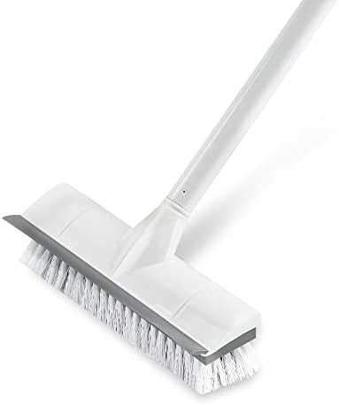 BOOMJOY Floor Scrub Brush with Long Handle -50 Твърда Четка, 2 в 1 Стъргалка и Четка,Вана, Теракот и Четка за почистване