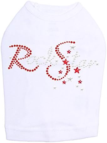 Рок-звезда (червени кристали Swarovski) Тениска за кучета XS Бяла