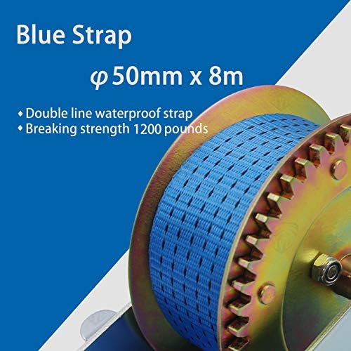 TYT 1200 Capacity Heavy Duty Hand Winch with 26ft Blue Strap, High Carbon Steel Скорости Boat Trailer Winch, Dual Ratchet