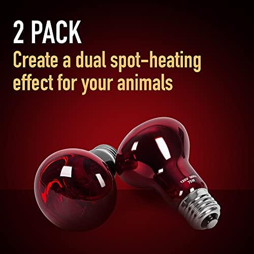 [2-Pack] 75 W Инфрачервена Топлинна лампа Лампа за Влечуги - <url> Your Animals Warm - Червена топлинна лампа е Съвместима
