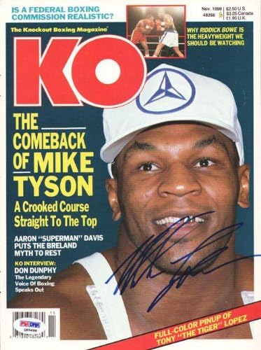 Майк Тайсън Autographed KO Боксова Magazine Cover Vintage PSA/DNA #Q65698 - Боксови списания С автограф
