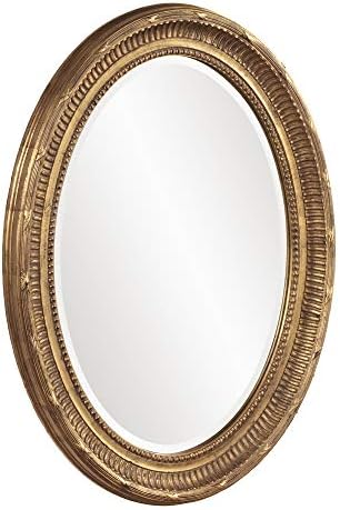 Howard Елиът Nero Oval Hanging Wall Or Vanity Mirror, 26 x 34 инча, Rich Country Gold