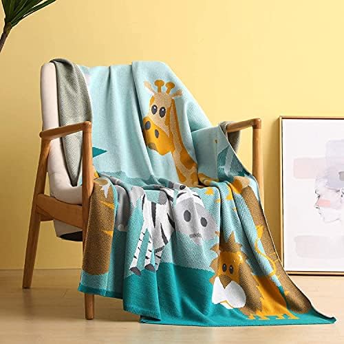 Кит Flotilla Fall Хвърли Blanket for Дивана, Детски Bed and Sofa, Soft Cotton Knit Kids Blanket, Сладко Бебе Blanket Printed Animals Pattern, 40x50 Inch