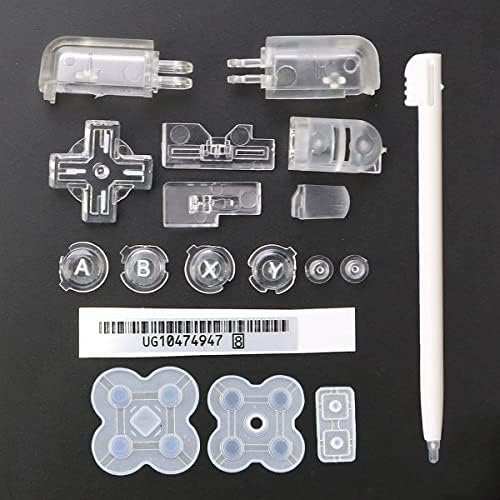 Подмяна на ABXY L R D Pad Cross Button Full Бутон Set & Sticker & Conductive Button Pad & Touch Stylus Pen for DS Lite NDSL Console Clear White