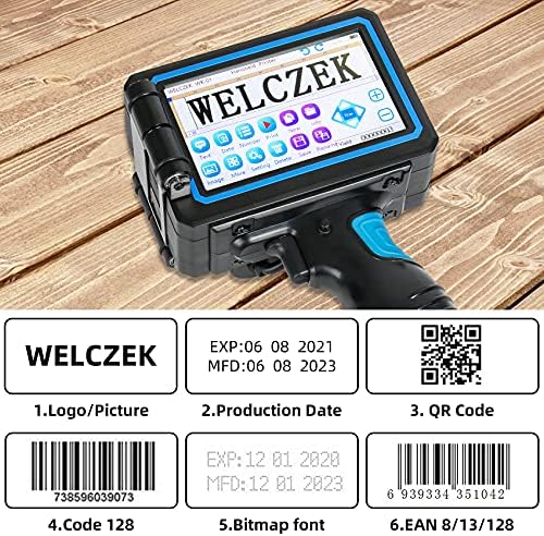 Принтер WELCZEK WK-01 преносим Ръчен екран с докосване 5 инча, като машина за кодиране на височина 0.08-0.5 инча мастилено-струйни