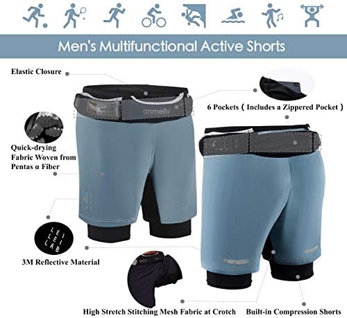 Мъжки спортни шорти 3-в-1 с вграден колан за джогинг и компрессионными къси панталони