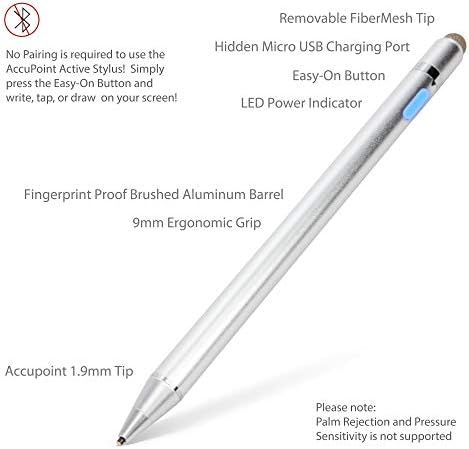 Стилус за таблет ONN (10.1 in) (Stylus Pen by BoxWave) - FineTouch Капацитивен стилус, Супер точен стилус за таблет ONN (10.1 in) - Сребрист металик