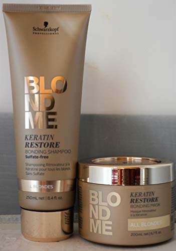 BlondMe Keratin Restore Bonding Shampoo (8,4 грама) и Bonding Mask (6,7 унции) Всички Блондинки