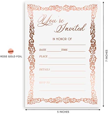 Попълнете Покани за Сватба, Розово Злато Фолио Пакет от 20 Сватбена Покана, Горещ Печат Съобщения. Покани за парти, рожден