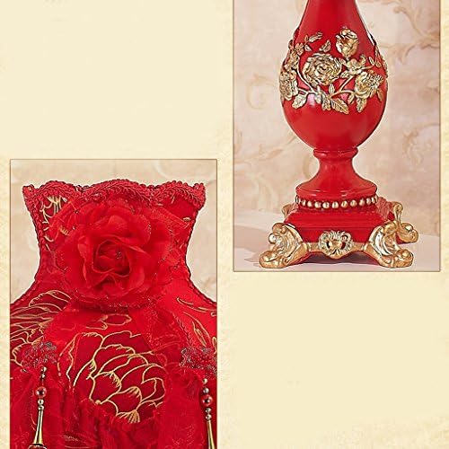 Настолна лампа Сватбена Принцеса Дантела Червена Нощна Лампа за Четене Лампа+