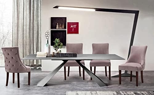 Meridian Furniture Хана Collection Modern | Съвременна трапезария стол с кадифена тапицерия на дървени крака, тафтинг копчета, довършителни пирони, комплект от 2 теми, 20,5 W x 25 D x 38,5 H, р