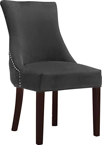 Meridian Furniture Хана Collection Modern | Съвременна трапезария стол с кадифена тапицерия на дървени крака, тафтинг