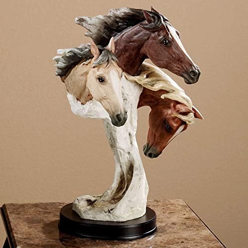 Wild at Heart Horse Sculpture Earth Тонове 16 Inches Tall - Horses Decor Head Бюст - Настолни Скулптури за Любителите на Коне - Статуята на Тема Животни