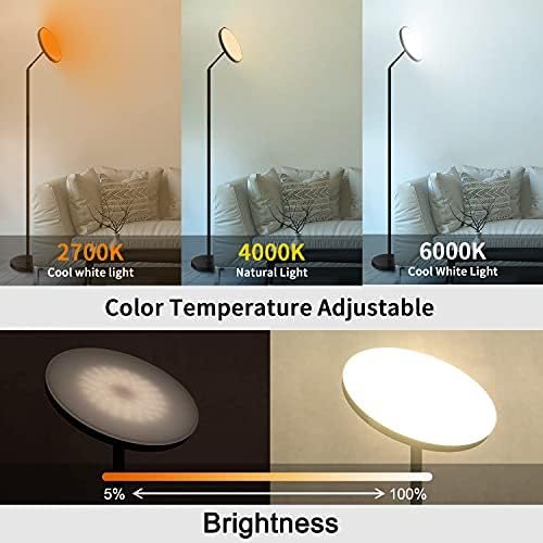 Yuusei LED Floor Lamp, 25W RGB Torchiere Floor Lamps with 180° Rotatable Head, Modern Standing Lamp with Touch Control Pole for Living Room, Bedroom, Adjustable Color Temperatures and Brightness
