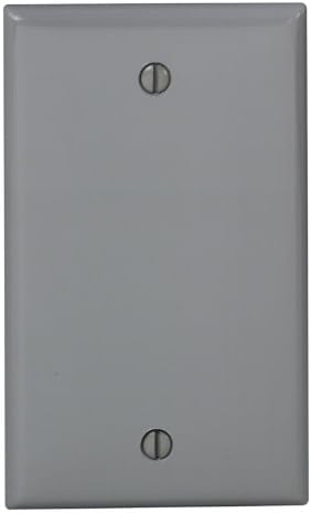 Leviton 80714-GY 1-Gang No Device Blank Wallplate, Стандартен размер, Термопласт, найлон, Монтиране на кутията, Сив