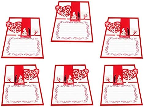 Amosfun 3D Покани Картички Изскачащи Поздравителни Картички Благословия Карти за Сватба, Св. Валентин Партия Полза