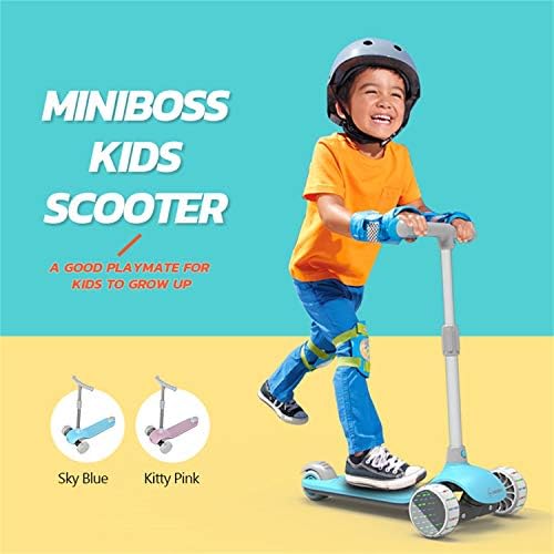 МиниБосс Скутер за деца, 3 Детски Колела Скутери с Модерни Светлини, Сгъваем Скутер, Гъвкав Скутер за деца с широка палуба