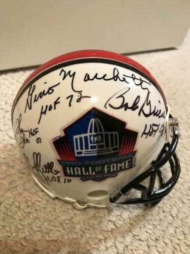 Nfl Hof Hand Signed Mini Helmet+coa 10 Signed Gale Sayers+upshaw+lilly + 7 - Мини-Каски NFL с автограф