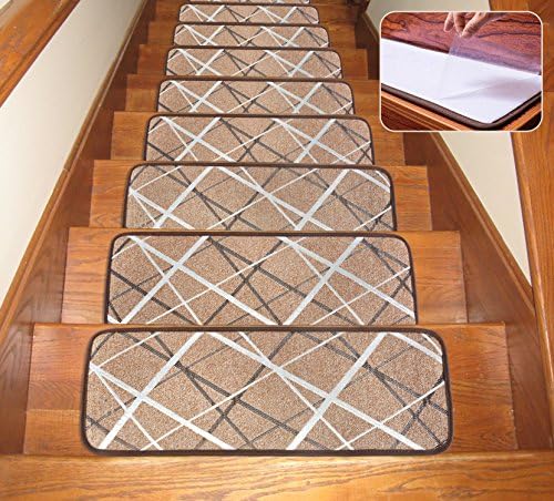 Seloom Washable Non-Slip Стълбищни Treads Carpet with Skid Resistant Rubber Backing Specialized for Indoor Wooden Steps