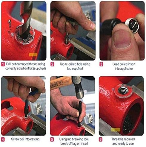 Highking Tool Thread Repair Kit, M4 x 0.7 mm Metric Thread Repair Insert Kit е Съвместим Набор от ръчни инструменти за