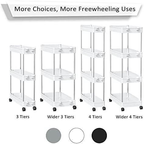 NOTHEIA Slim Storage Cart 4-Подреждане, Организиране Баня Прибиращ Количка, Организация, пране и Съхранение са утилитарни