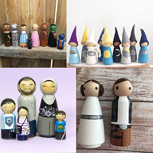 Wendysun 50Pcs 42 милиметра Natural Wood Boy Peg Кукла Toy Hand Painted Кукла Figurines Small Man Birthday Toy Fairy Tale Pegs Wicked Witch Tin Man