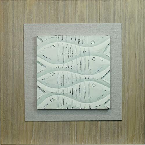 Huji Fishes on a Tile Shadow Box 19.69 L x 19.69 H