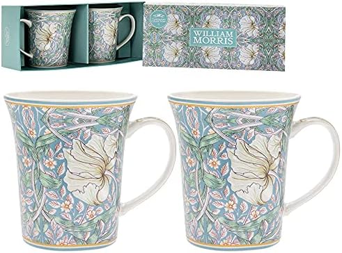 William Morris Pimpernel Цветен Дизайн на Комплект от Две Чаши в кутия за Подарък