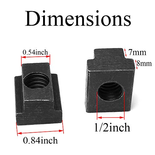 Pro Bamboo Кухня 1/2 T-Slot Nut 2PCS 1/2Inch Black Oxide Finish Carbon Steel 3/8-16 Threads T-Nut for Table Slot Milling
