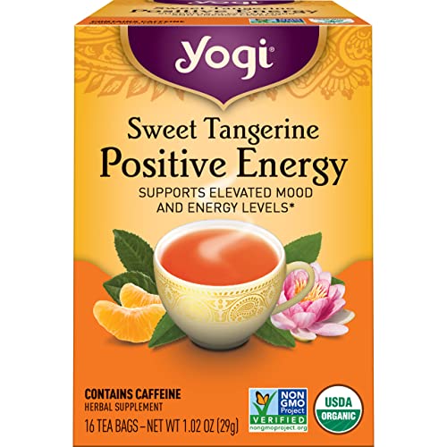 Yogi Tea - Сладка мандарина положителен енергиен чай (6 опаковки) - Поддържа повишено настроение и ниво на енергия - С