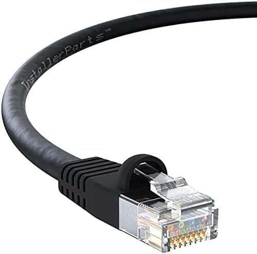 InstallerParts Ethernet Кабел CAT6 Кабел UTP Booted 0.5 FT - Черно - Професионалната серия - Мрежа 10Gigabit/Sec/Високоскоростен