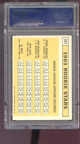 1963 Topps 537 Звезда Пийт Роуз Ал Вайс НАЧИНАЕЩИ RC PSA 6 Градуированная Бейзболна картичка