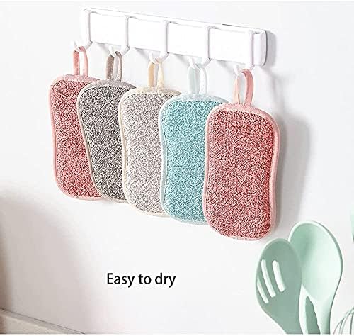 ZlZYBL кърпа, гъба за миене на съдове блок Кухня масло безплатно Домакински кърпа за миене на съдове Двустранен почистване на соскабливатель Easy Clean (Цвят : D, брой : 1) (Цв?
